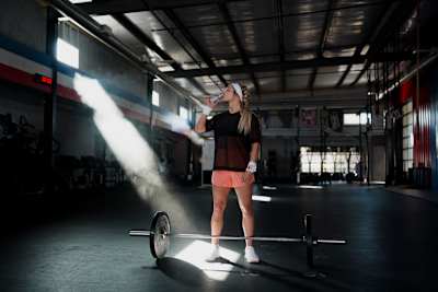 Haley Adams staying motivated with Red Bull Zero between her sets 