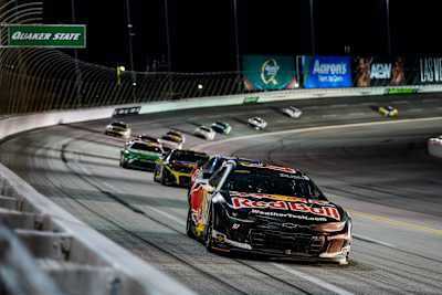 Connor Zilisch racing in the Quaker State 400 at Echo Park Speedway