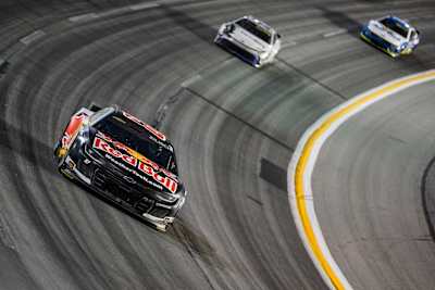 Connor Zilisch at EchoPark Speedway, a quad-oval track  