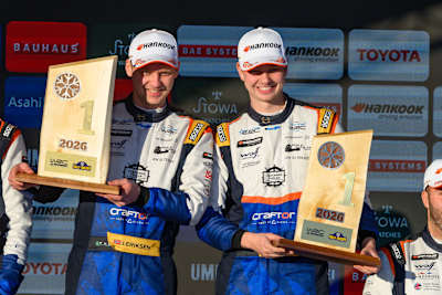 Eriksen and Carlberg (right) won the Junior WRC opener in Sweden last month