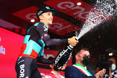 Jai celebrating his win on Stage 9 of the 2022 Giro d'Italia