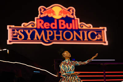 Lebohang Masango performs live on stage at Red Bull Symphonic in Johannesburg, South Africa on June 13, 2026, fusing dynamic artistry with Red Bull's signature energy