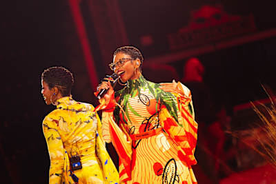 Sai Hle delivers a dynamic performance during Red Bull Symphonic at Montecasino in Johannesburg, South Africa, on June 13, 2026, blending vibrant fashion with the energy of Red Bull