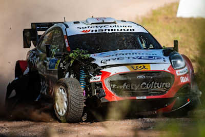 Mārtiņš Sesks picked up heavy damage on shakedown