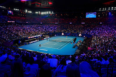 Nick Kyrgios and Arthur Rinderknech face off at the Red Bull Bassline in Melbourne, Australia, on 17 January 2026.