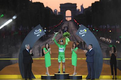 Peter Sagan wins the green jersey in Paris at the 2019 Tour de France