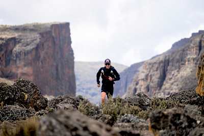Ryan Sandes runs across the rugged Mount Kenya landscape during the Red Bull Mt Kenya Expedition in Kenya on 29 July 2026