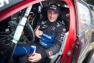 Gerardo Rosselot seen during his surprise welcome to the Red Bull family 