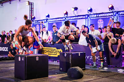 面對高強度波比跳過跳箱，L7 LIAN CROSSFIT在 Red Bull Gym Clash 賽場上全力推進。