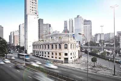 A fachada do Red Bull Station - 3D