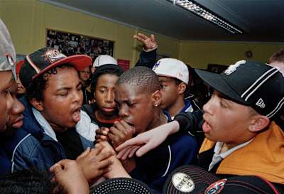 An MCing session at a youth club in East London, 2005