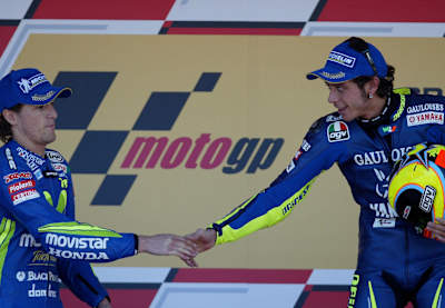 Los pilotos de MotoGP, Sete Gibernau y Valentino Rossi.