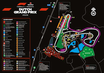 Plattegrond van Circuit Zandvoort voor de Grand Prix van Nederland 2026