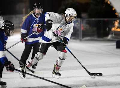 Participants perform at the Red Bull Open Ice tournament on February 22, 2017.