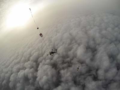 Fred Fugen and Vincent Reffet training in Austria in may 12th for a jump at 33 000 feet (10 km) above the Mont Blanc, France, on May 31st 2014