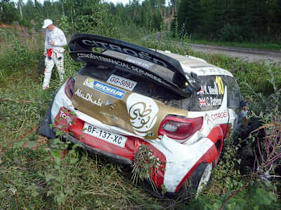 Kris Meeke's damaged Citroën DS3 WRC at the 2013 Rally Finland.