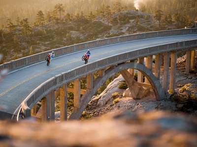 Riding the bridge at Donner Pass