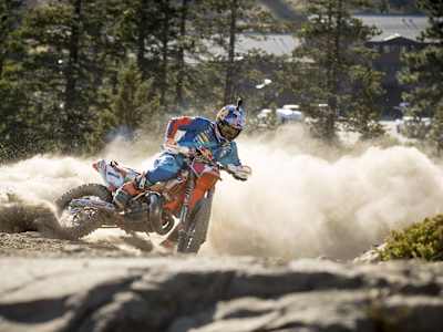 Cody Webb leans into a section at Donner in Tahoe.