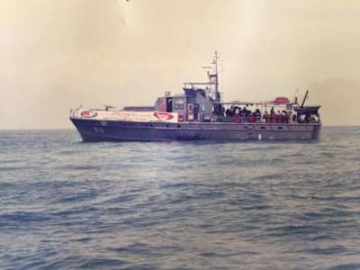 Swim escort courtesy of Indonesian marine police.