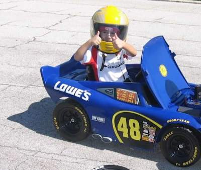 James excited to drive his #48 Power Wheels at 3 years old