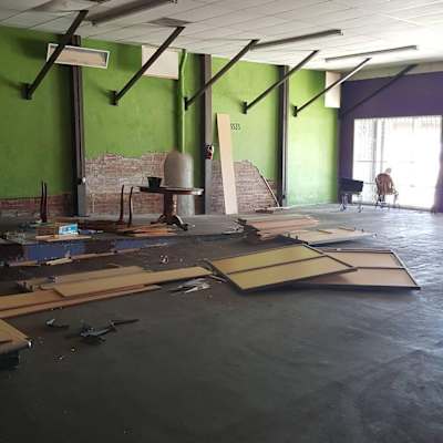 Interior of Super Arcade's new building during construction