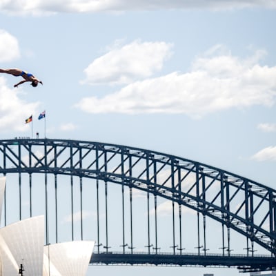 Rhiannan Iffland of Australia dives from the 21 metre platform