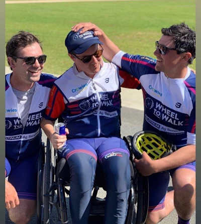 Charles celebrates with friends in Adelaide, mission complete.