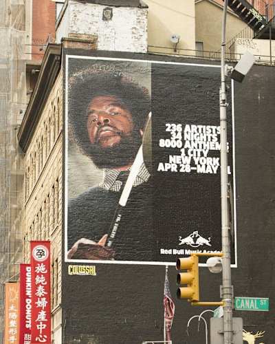 Mural announcing the Red Bull Music Academy in New York.