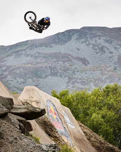 Kriss Kyle performs during the Red Bull Quarter Master at Revolution bike park in Llangynog, Wales, United Kingdom on September 3rd 2014