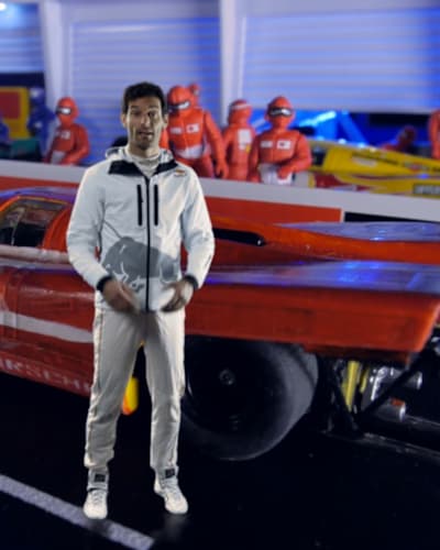 Mark Webber on the Le Mans track with 917 Porsche