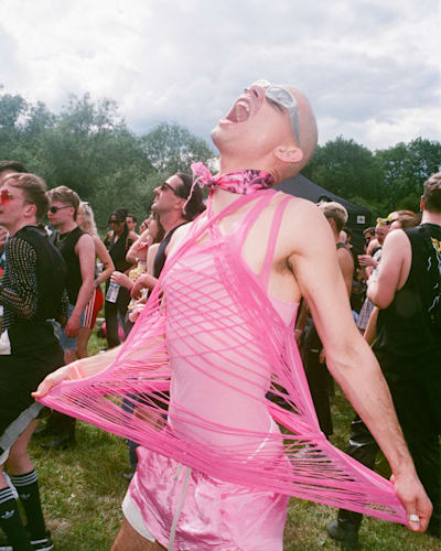 Reveller dancing at Flesh Festival