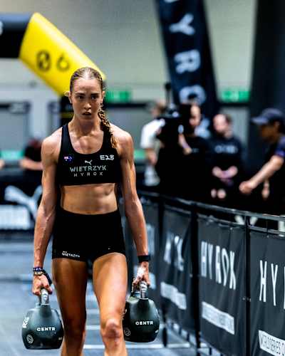 Joanna Wietrzyk from Australia on her way to win her first Elite 15 race at HYROX Major Hong Kong 