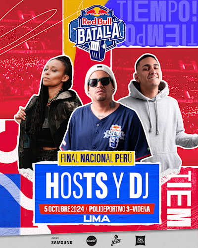 Hosts y DJ de la Final Nacional de Red Bull Batalla Perú 2024