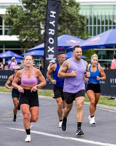 Competitors perform during Hyrox  in Auckland, NZ on February 2, 2025.