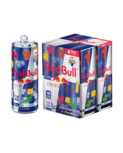 The limited-edition Red Bull Tetris® can & 4-pack are available in select retailers nationwide starting Monday, September 1, 2025.