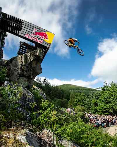 Participant seen at Red Bull Hardline in Dinas Mawddwy, United Kingdom on June 2, 2024