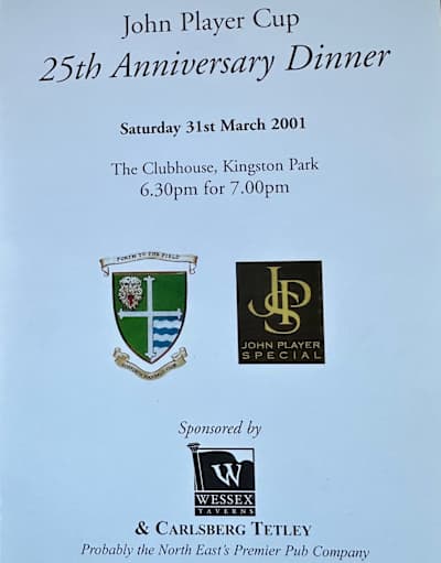 The 1976 Cup Final anniversary dinner menu