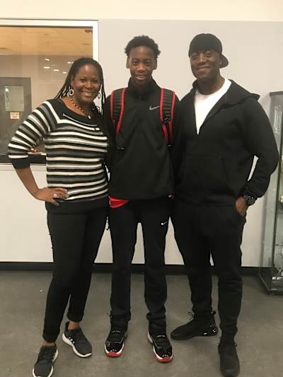 AJ Dybantsa with his parents, Ace Dybantsa and Chelsea Dybantsa