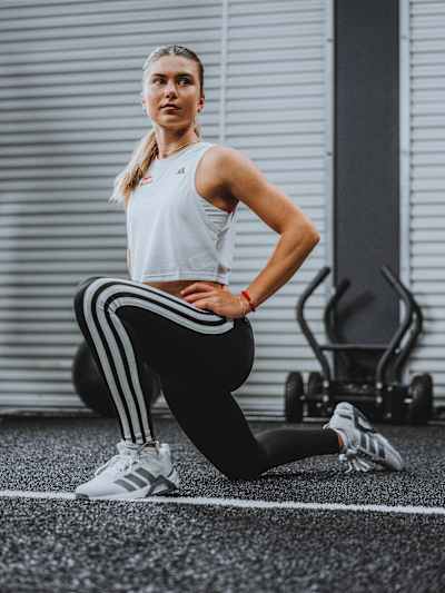 Iva Jovic focuses on coordination and strength in the gym
