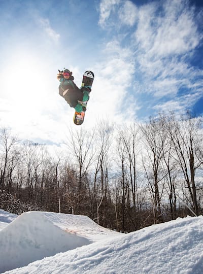 Miles Fallon rides during the Red Bull Slide In Tour at Loon Mountain in Lincoln NH, USA on 12 March, 2020.