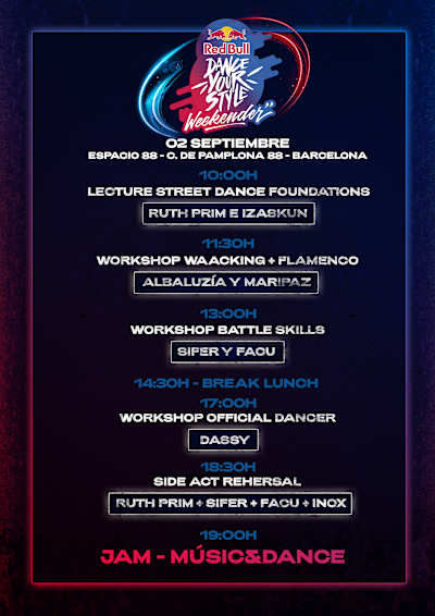 Programa Red Bull Dance Your Style Weekender, 2 de septiembre. Espacio 88. Barcelona