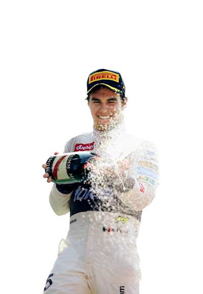 Sergio Pérez celebrates his 2nd place win at the  2012 Italian Grand Prix.