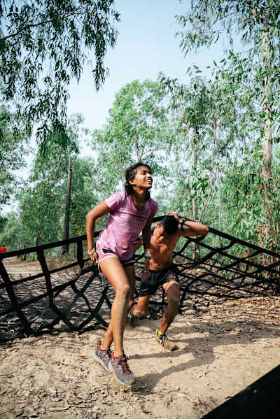 Participants during an obstacle at Wild Warrior