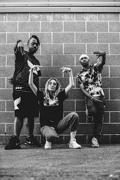 Chrybaby Cozie, Mr. YouTube and Lioness, invited competitors pose for a portrait at Red Bull Dance Your Style in Boston, USA on August 2, 2019  