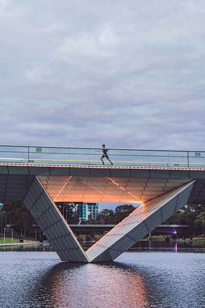 Running over Adelaides Torrens Bridge