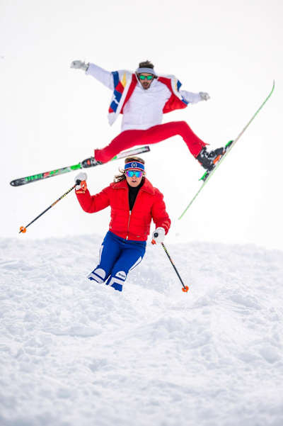 The 1976 skiing scene recreated in Generations of Freeskiing