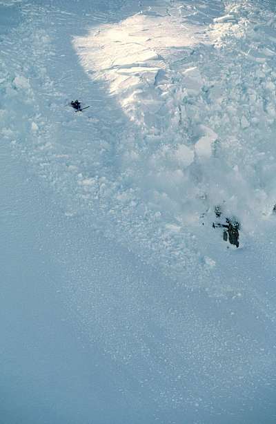 Erik Mossfeldt caught in an avalanche.