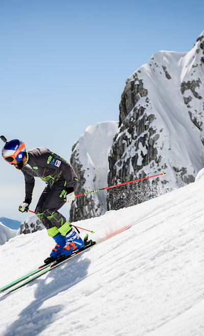 Filip Flisar performs during Red Bull Samo gas at Kanin, Slovenia, on April 7, 2018.