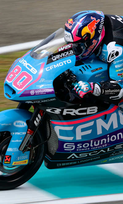David Alonso performs during stop 20 of the Moto2 World Championship in Sepang, Malaysia on October 25, 2025.