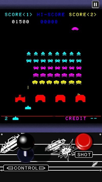 スマホ版『スペースインベーダー』。